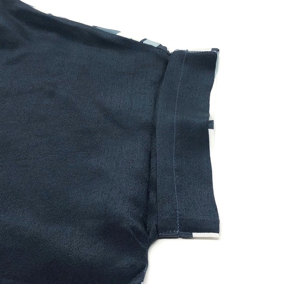 🌺 Vida 100% Silk Color Block Print Short Sleeve Boxy Short Sleeve Blouse Size S - Picture 4 of 10